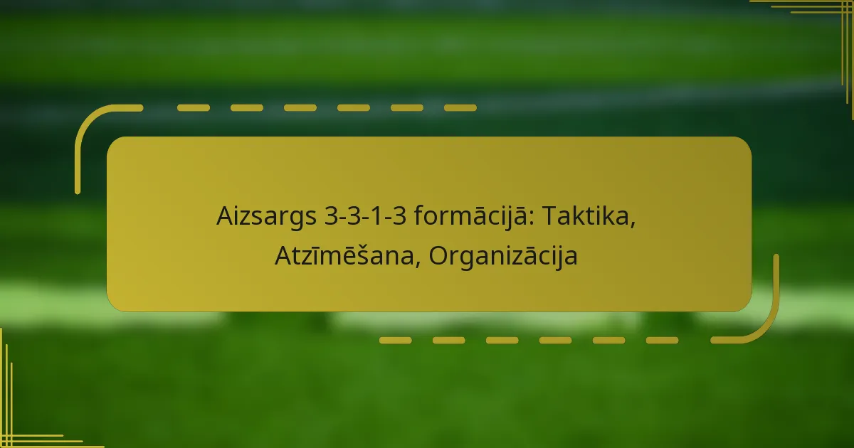 Aizsargs 3-3-1-3 formācijā: Taktika, Atzīmēšana, Organizācija