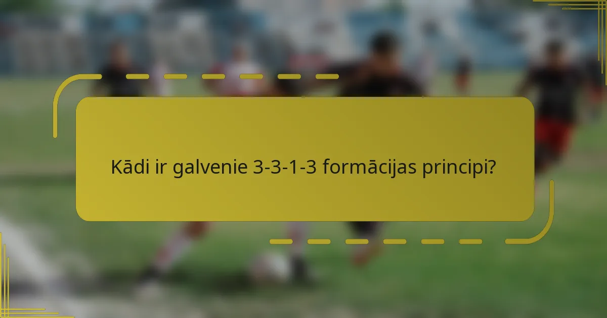Kādi ir galvenie 3-3-1-3 formācijas principi?